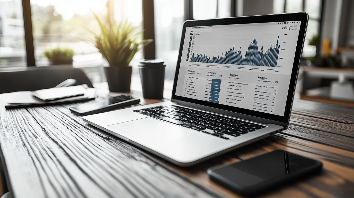 Desk with laptop screen