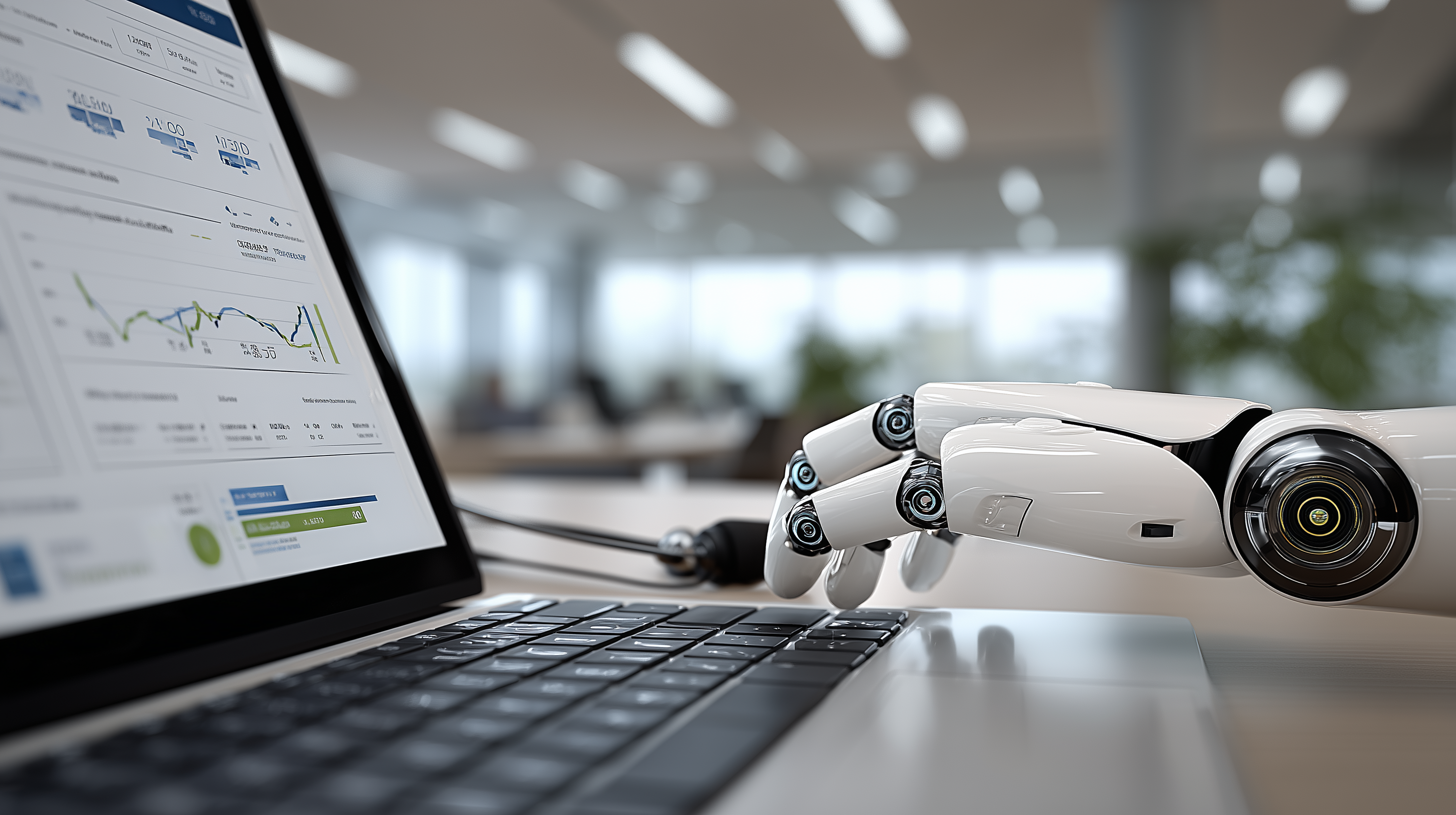 Roboter bedient Laptop